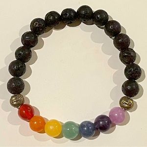 Chakra, Lava Stone Crystal Bead Bracelet.  8mm beads.  Natural, Genuine Stone